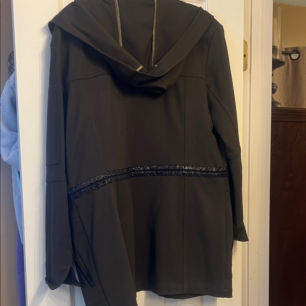 Elegant Black Hooded Trench Coat